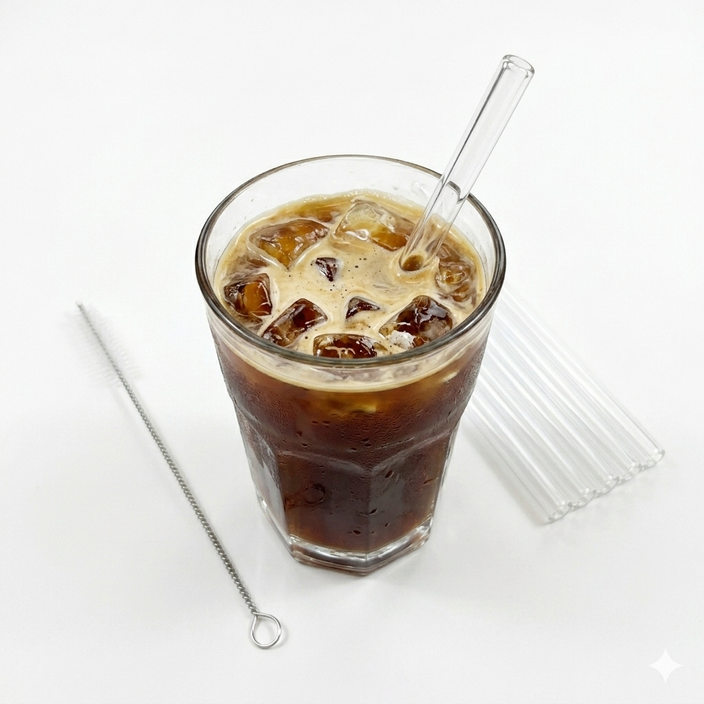 Glass Straws Set 6-Piece with Cleaning Brush