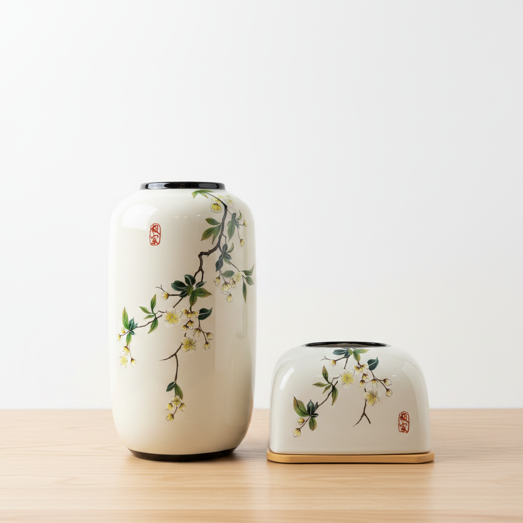 Japanese Vase & Tissue Box Together