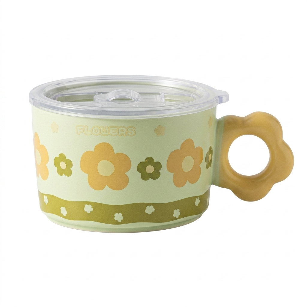 Floral Noodle Bowl with Lid