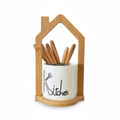 Kitchen Utensil Holder with Bamboo Stand