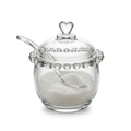 Glass Sugar Bowl with Heart Lid & Spoon