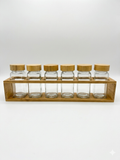 Glass Spice Jars Set with Bamboo Rack - 6 Pieces