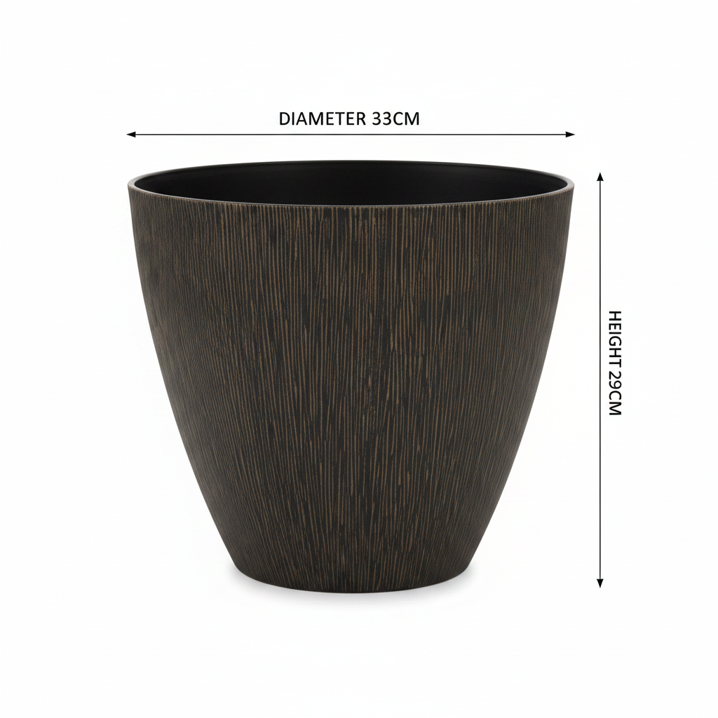 Large Black Lined Pot
