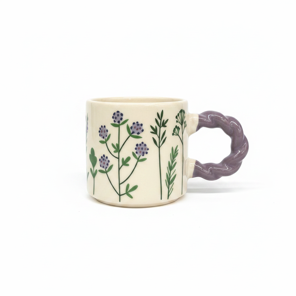 Lavender Ceramic Mug White Background