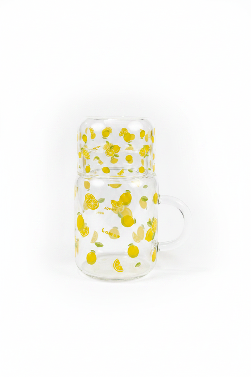 Lemon Stacked Mugs - White Background