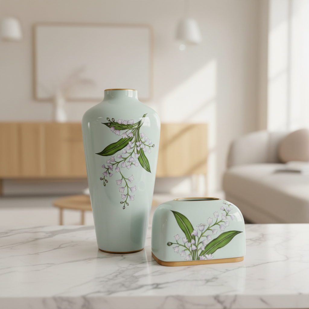 Lily Vase & Tissue Box Together