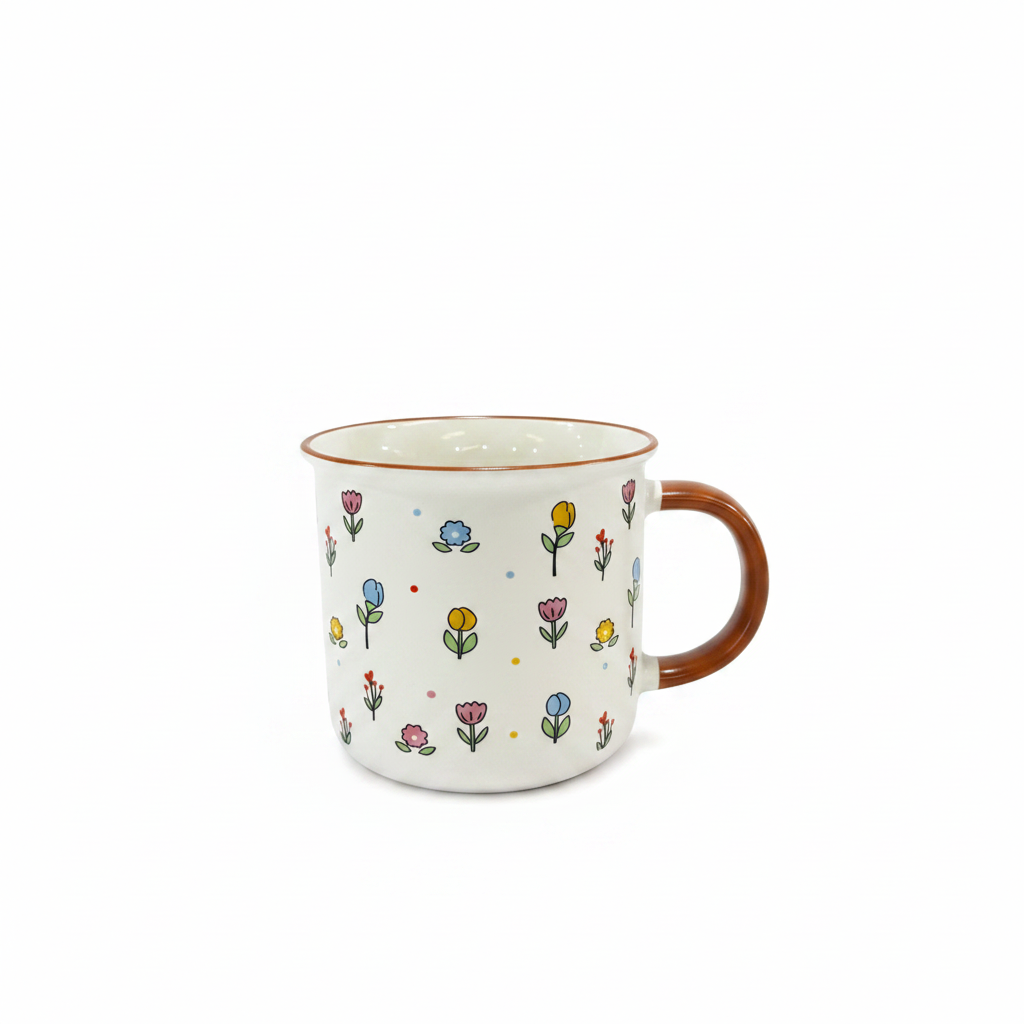 Mini Floral Ceramic Mug Terracotta