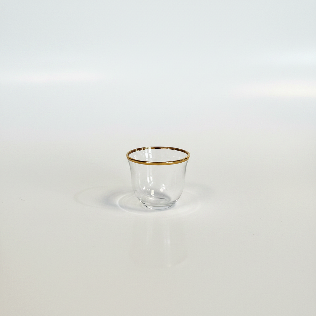 Gold Rim Glass coffee Cup Set - 6 Pieces
