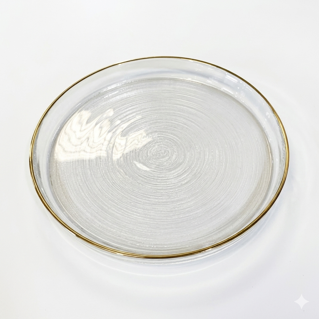 Swirl Glass Plate with Gold Edge