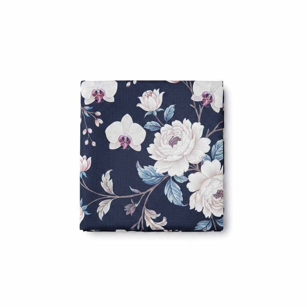 Navy Floral Shower Curtain