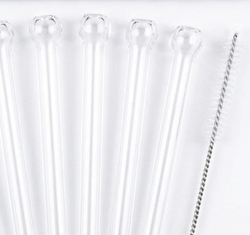 Glass Straws Set 6-Piece with Cleaning Brush