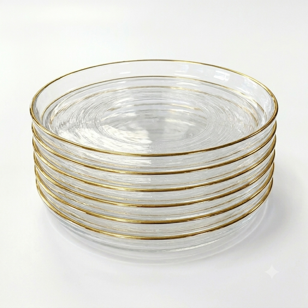 Swirl Glass Plate with Gold Edge