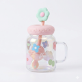 Flower Lid Glass Mug