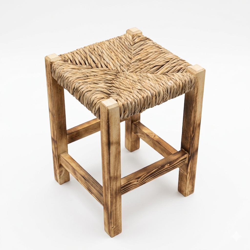 Handwoven Rush Stool
