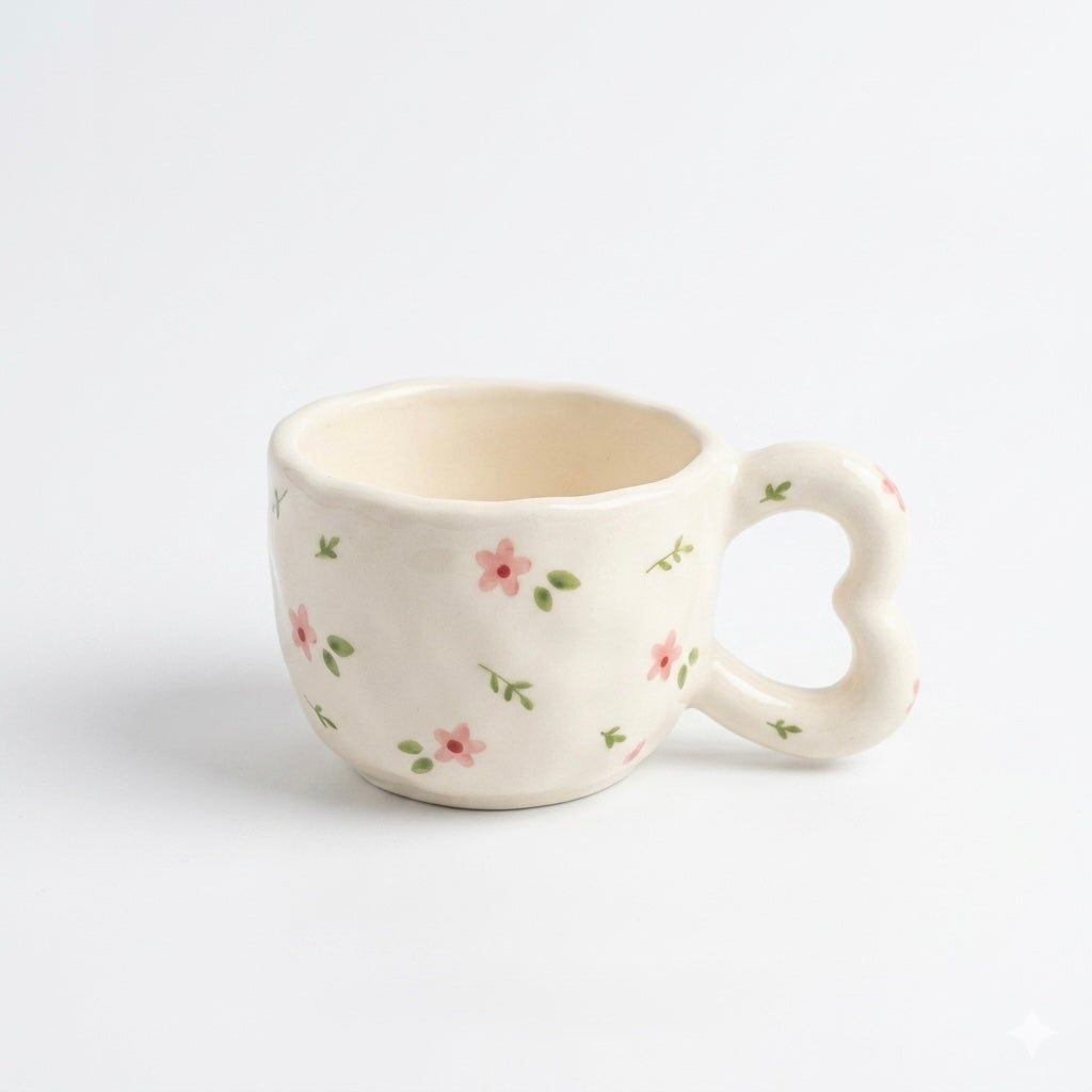 Floral Heart Handle Mug 250ml
