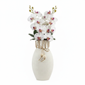 Oval Ceramic Vase with Orchids