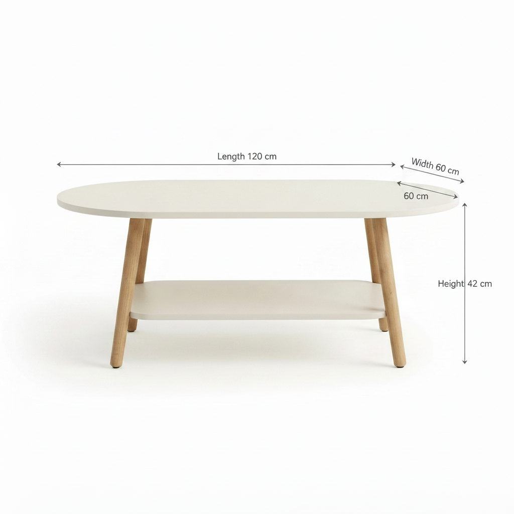 Oval Coffee Table with Dimensions