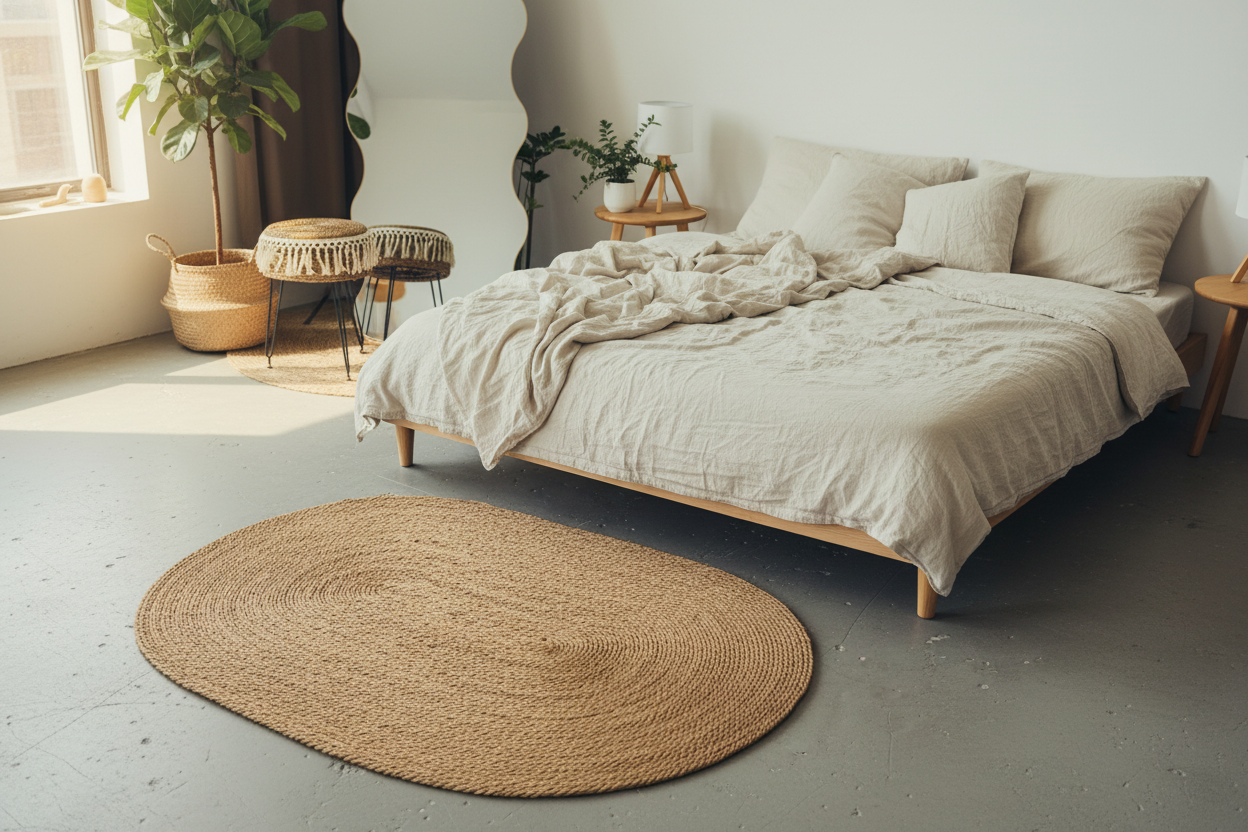 Oval Jute Rug - Bedroom