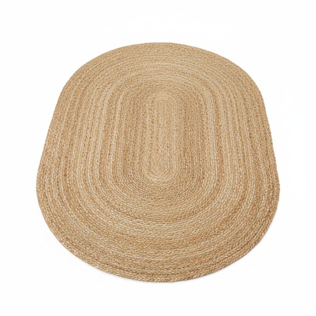 Oval Jute Rug - White Background