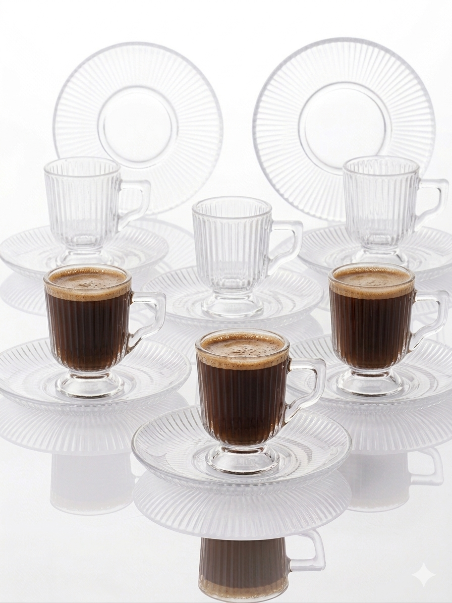 Glass Coffee Cup Set - Half Dozen (70ml)