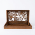 Wood Tropical Leaf Tray Set