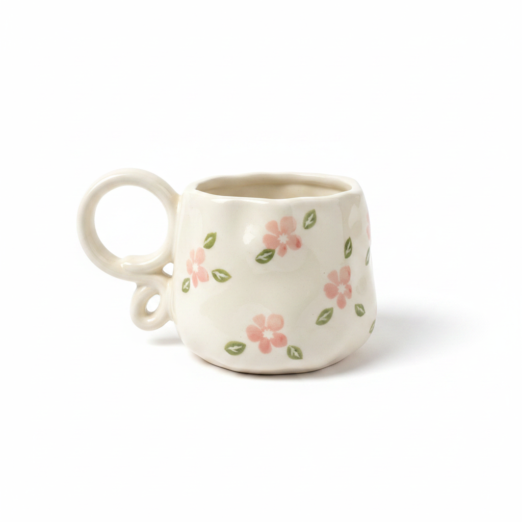 Pink Blossom Ceramic Mug Centered
