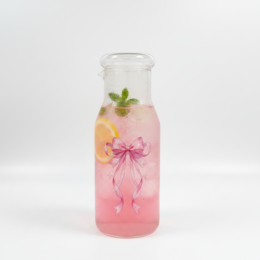 Pink Bow Carafe with Refreshing Drink