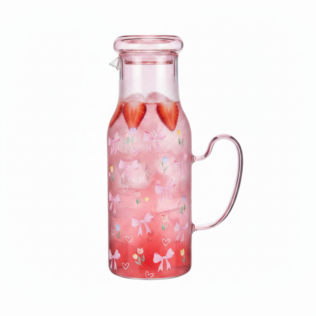 Pink Bow Carafe with Strawberry Juice