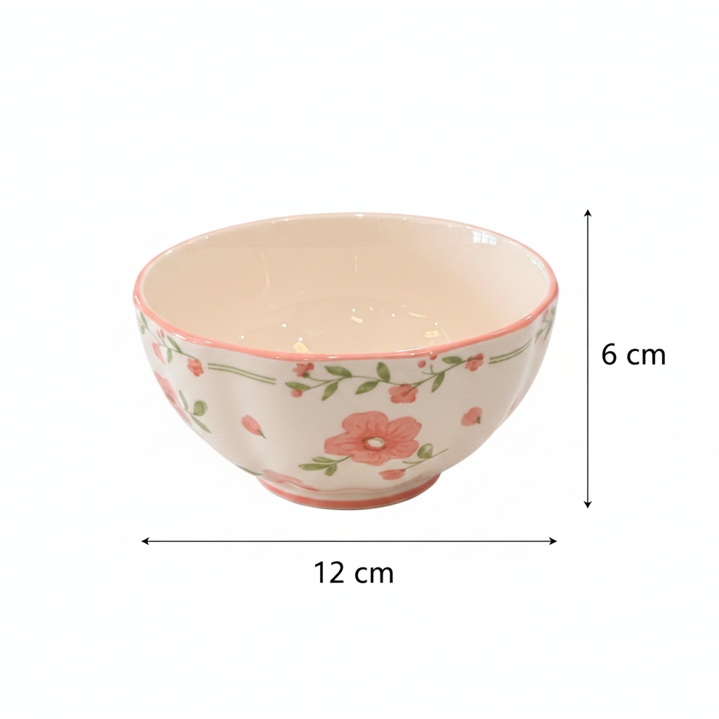 Pink Floral Ceramic Bowl – 12cm x 6cm