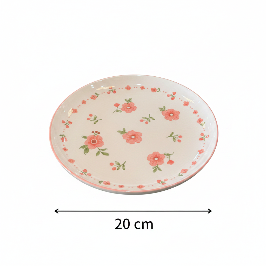Pink Floral Ceramic Plate – 20cm