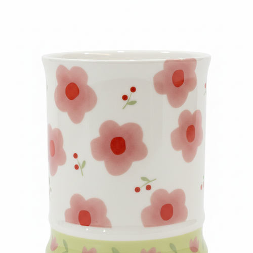 Pink Floral Mug Close-up