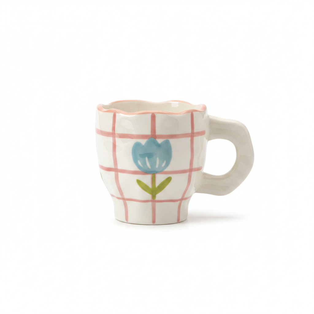Pink Grid Blue Tulip