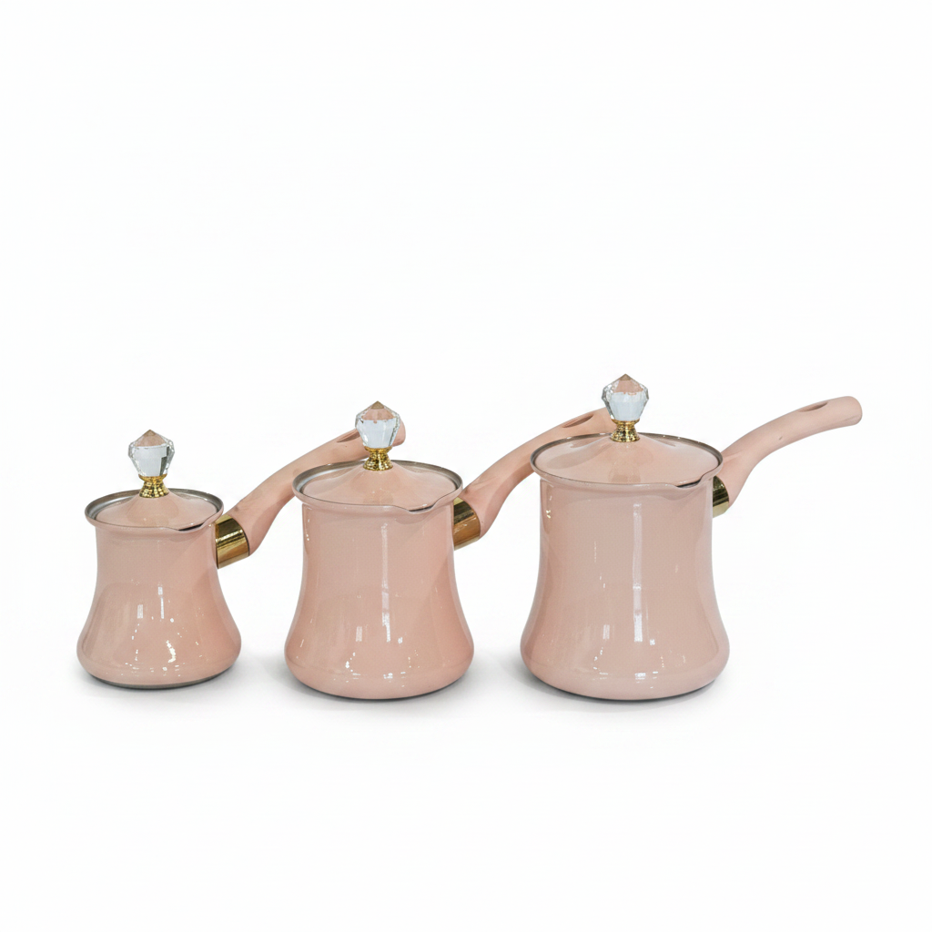 Pink Turkish Coffee Pots - White Background
