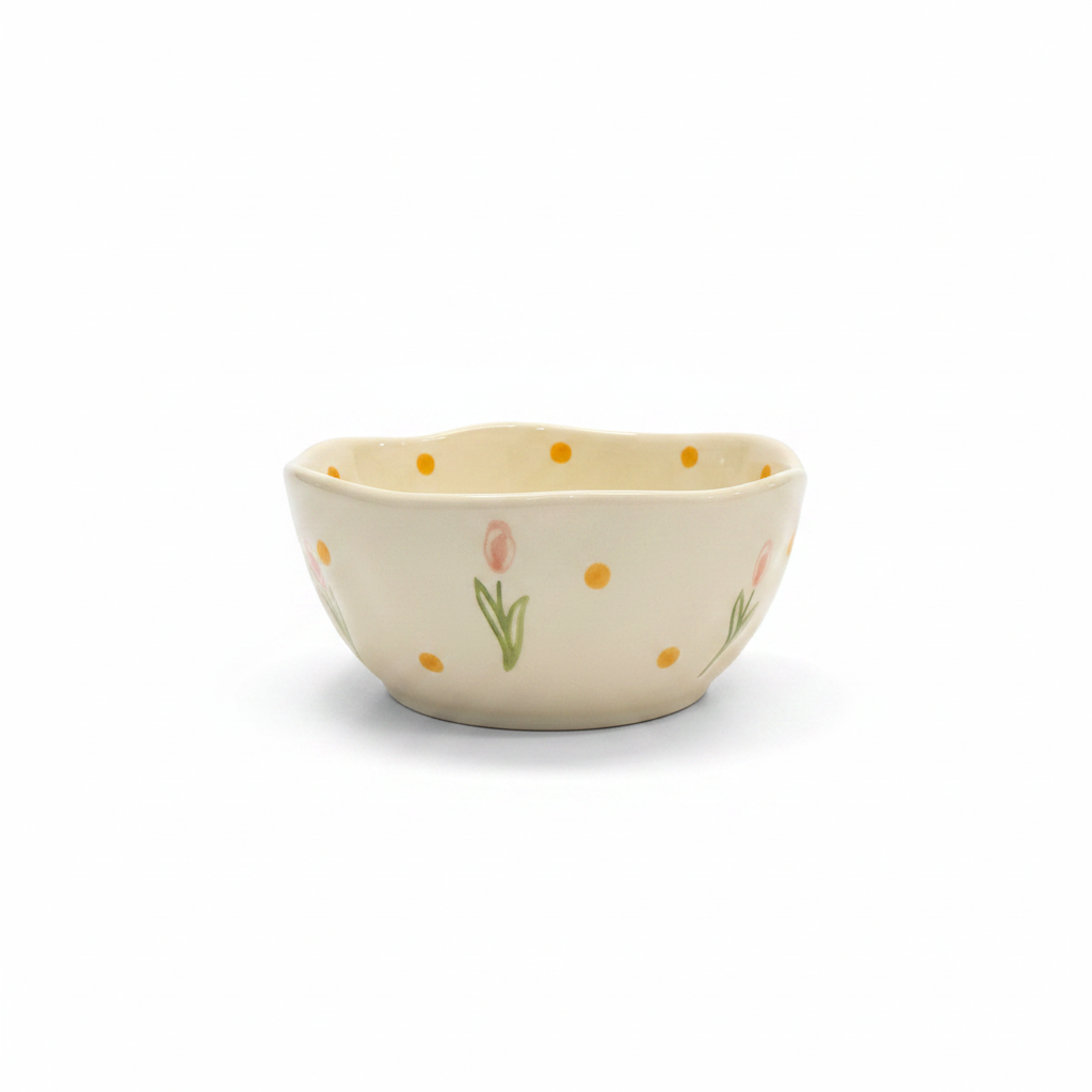 Polka Dot Tulip Bowl – Side View
