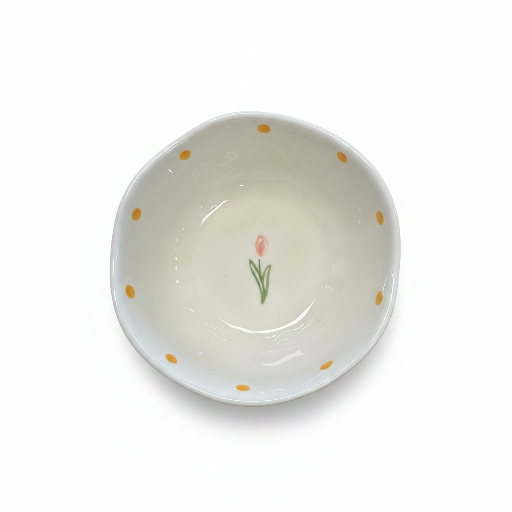 Polka Dot Tulip Bowl – Top View