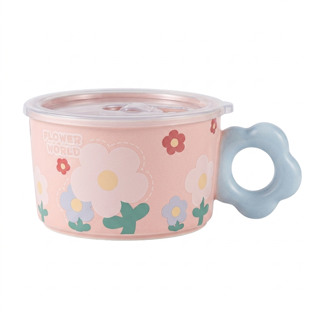 Floral Noodle Bowl with Lid
