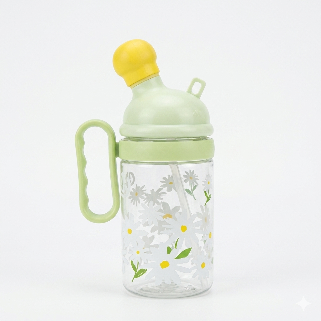 Floral Straw Water Bottle 800ml