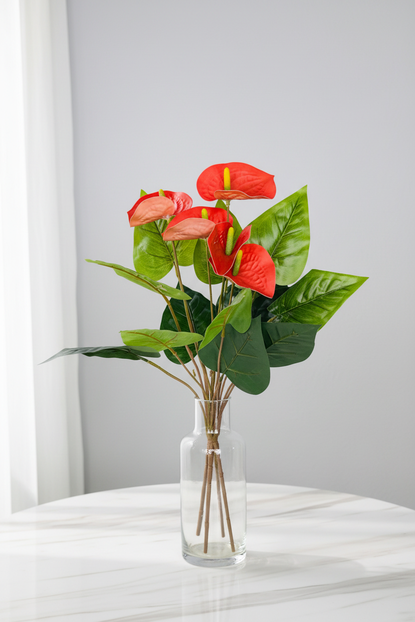 Red Anthurium Bouquet in Vase