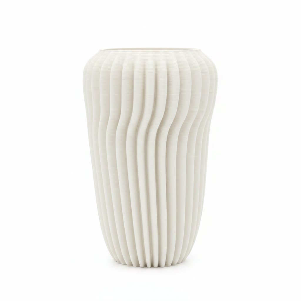 Ribbed Vase - Close Up White