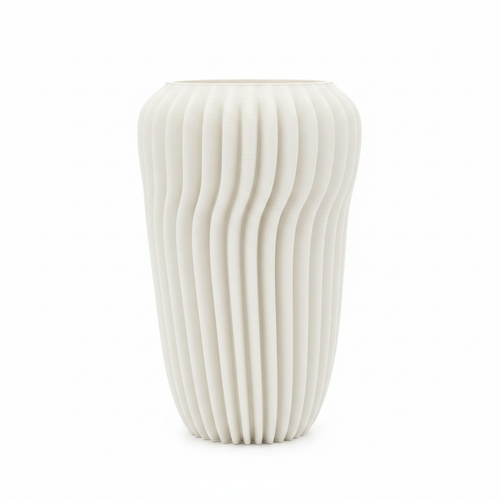 Ribbed Vase - Close Up White