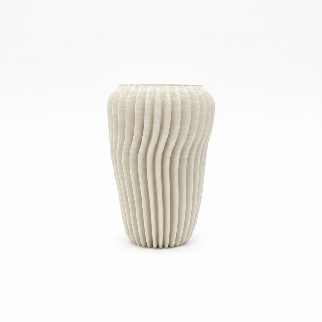 Ribbed Vase - White Background