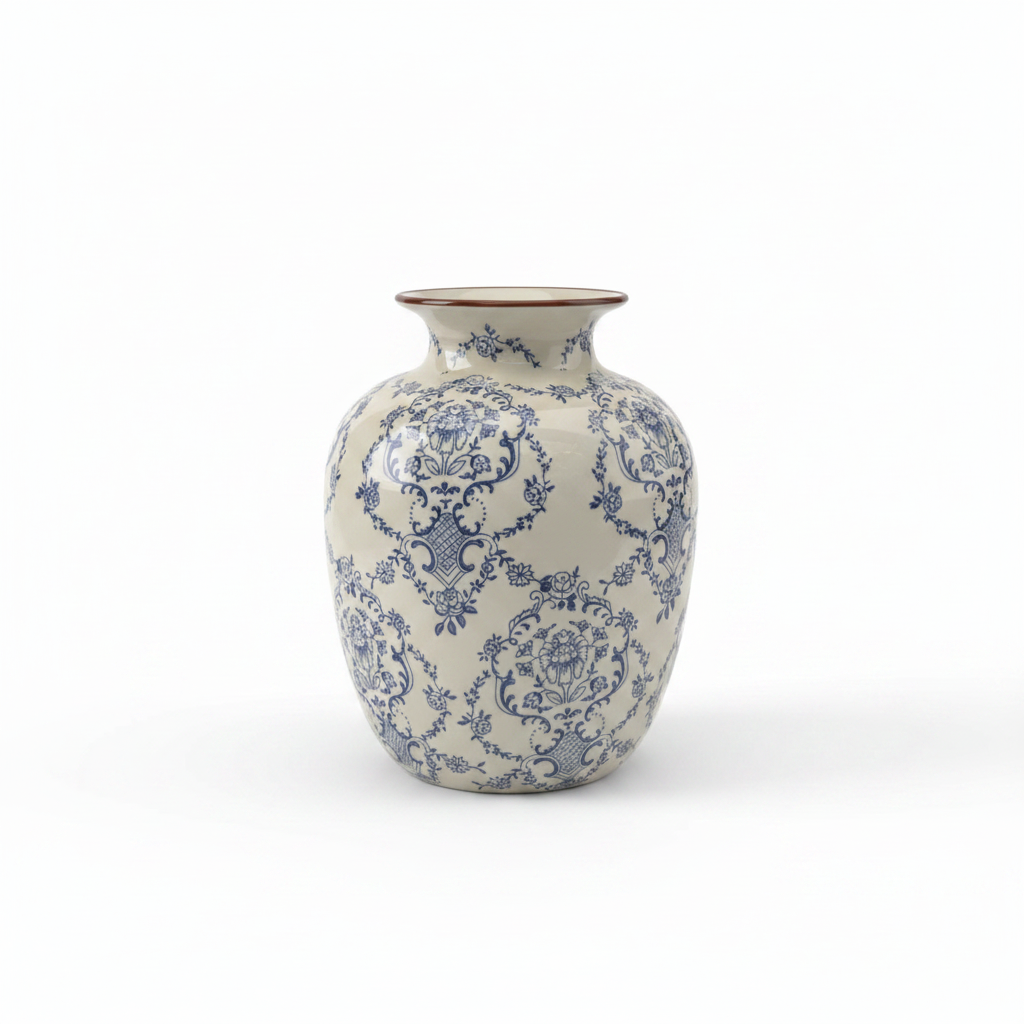 Round Blue White Vase