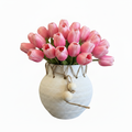 Round Ceramic Vase with Tulips