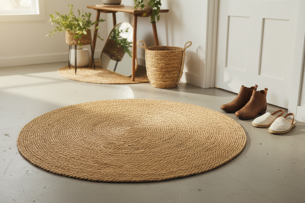 Round Seagrass Rug 100cm - Entryway Scale