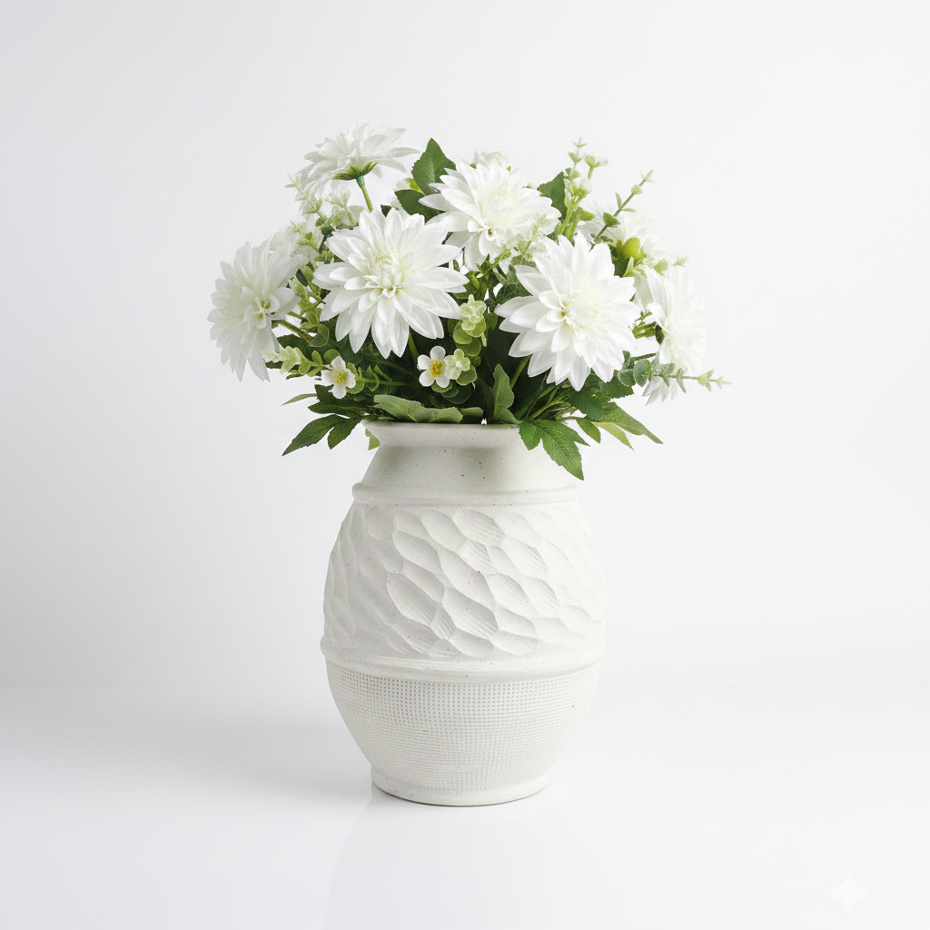 Round Vase With Flowers