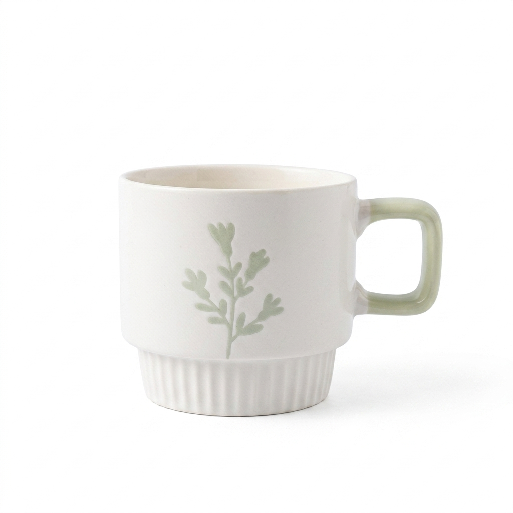 Botanical Ceramic Stackable Mugs Set of 4
