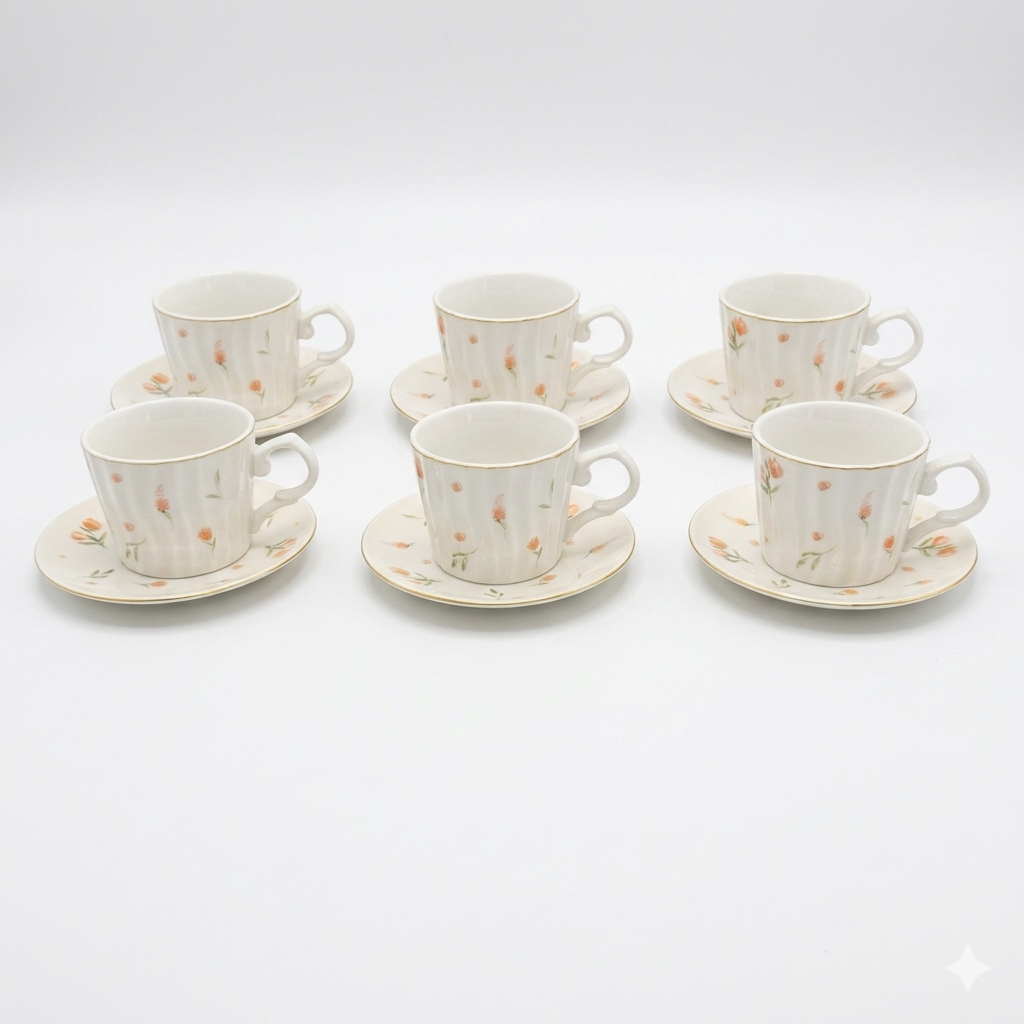 Floral Coffee Cup Set – 6 Pieces