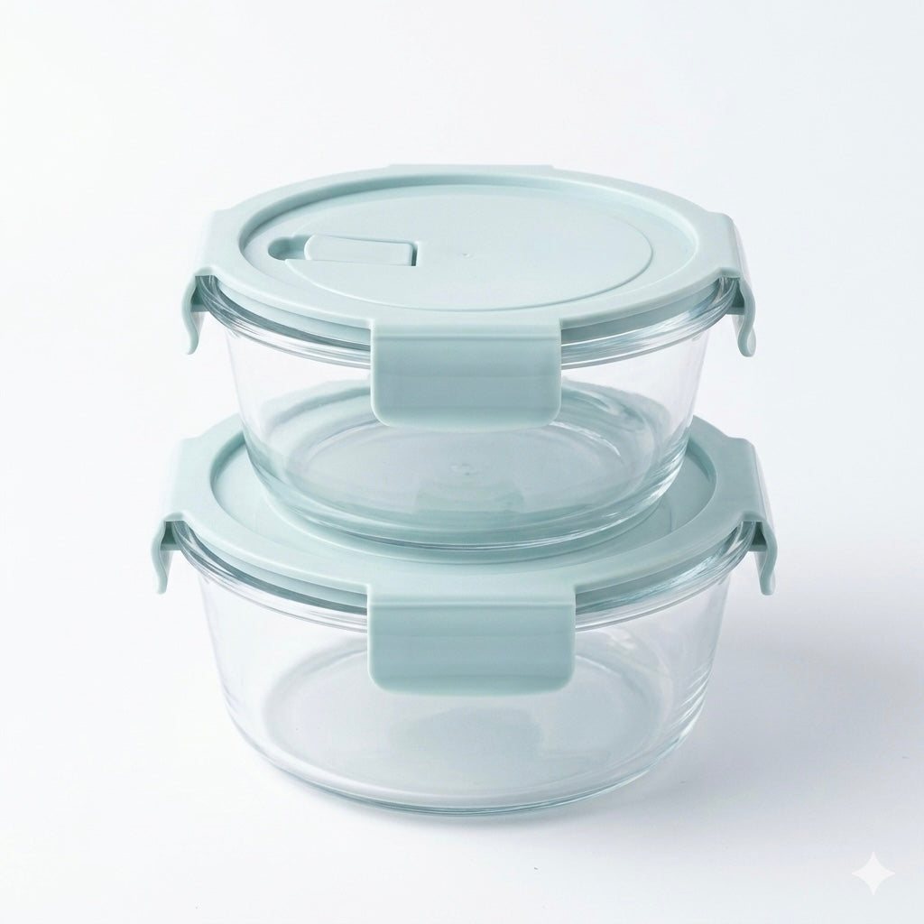 Round Glass Food Storage Container Set