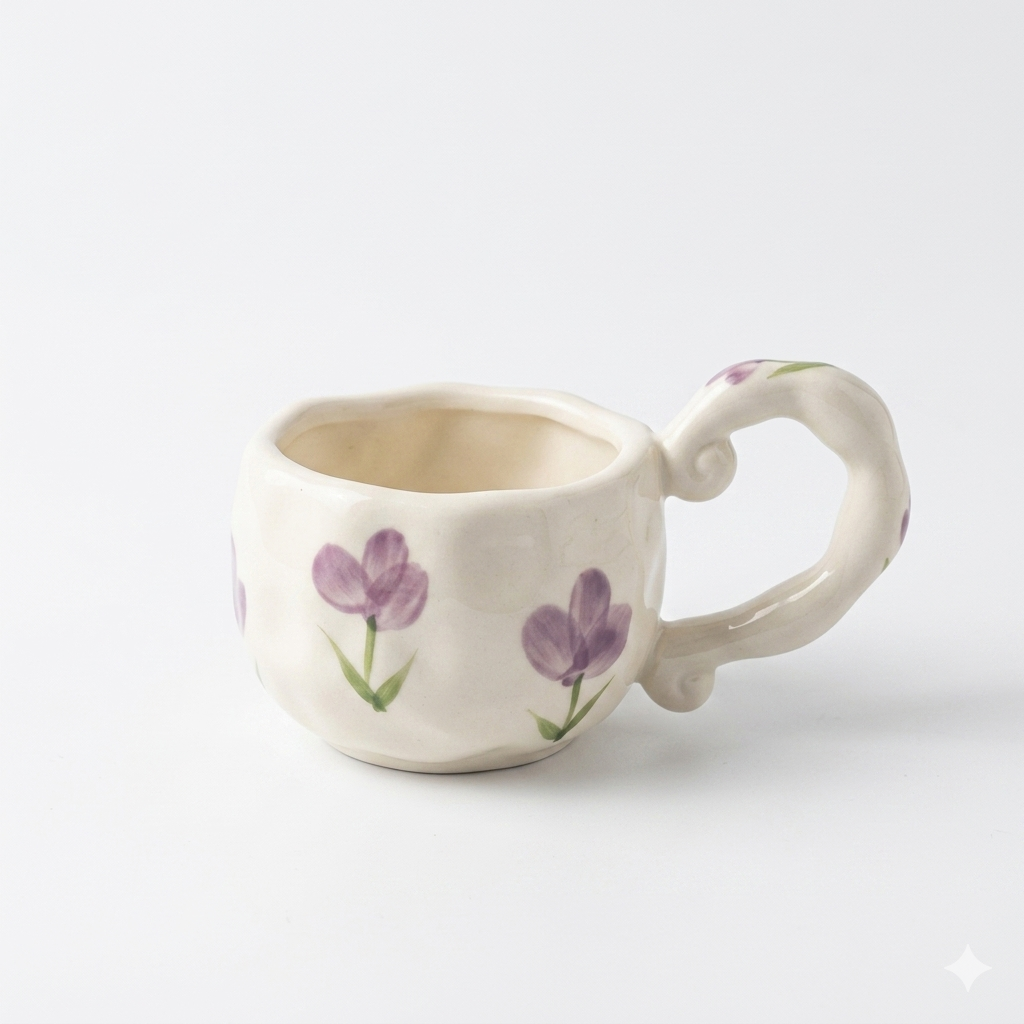 Floral Curl Handle Mug 250ml