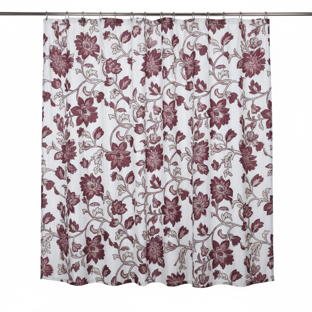 Shower Curtain Burgundy Floral